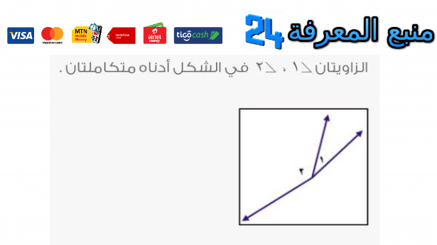 الزاويتان ∠ ١ ، ∠ ٢ في الشكل أدناه متكاملتان .