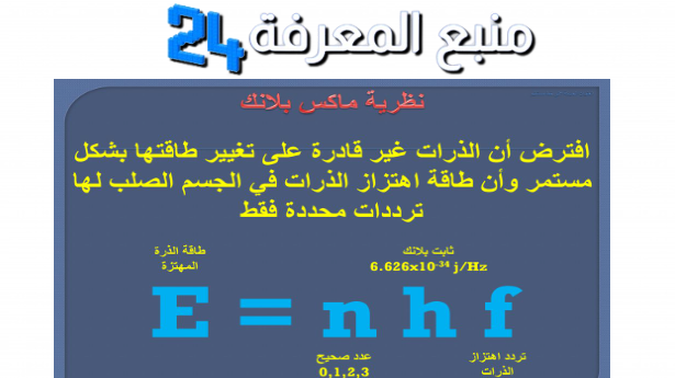 اقترح بلانك أن الذرات تبعث إشعاعاً فقط عندما تتغير طاقة اهتزازها